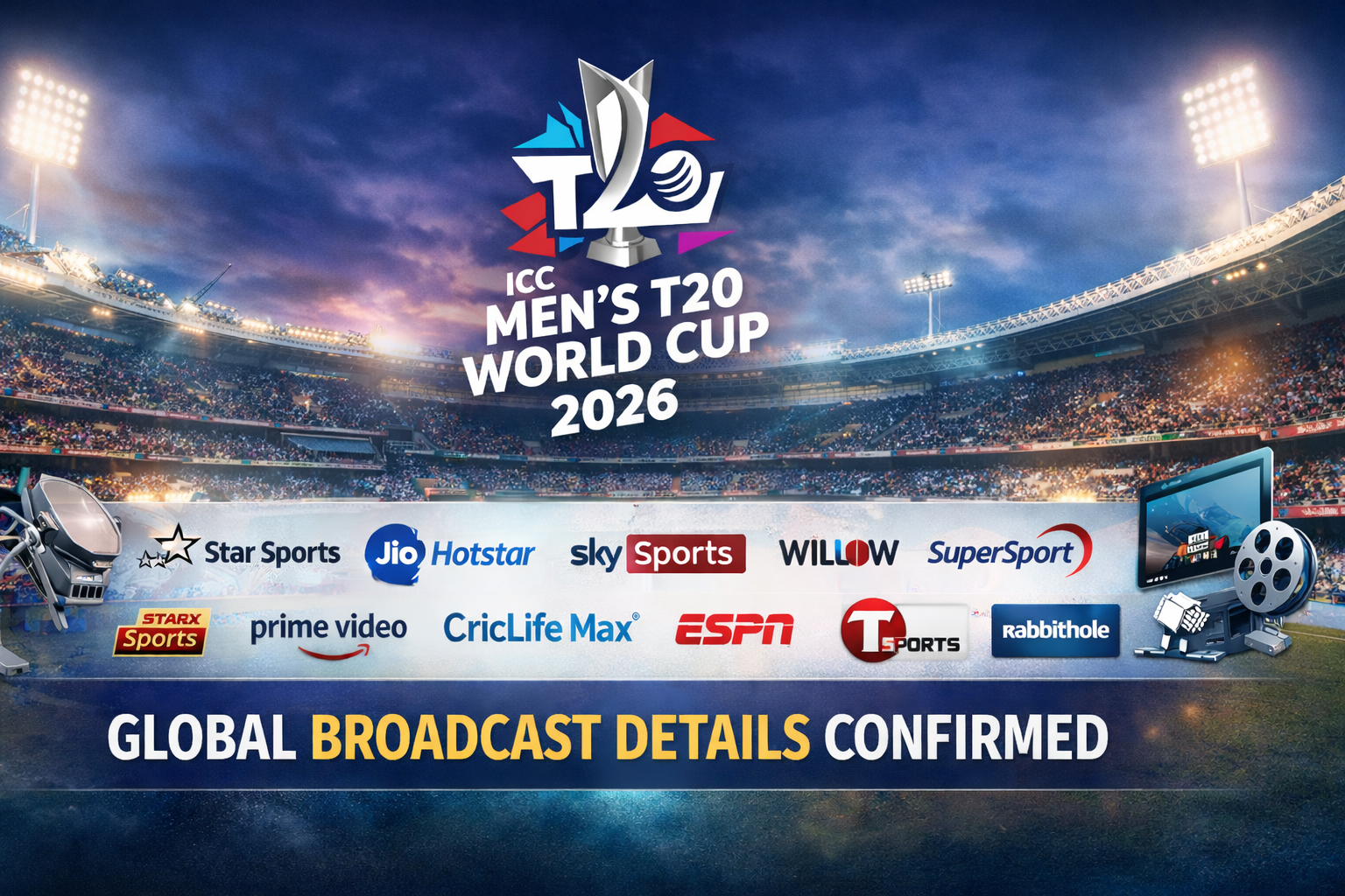 ICC Confirms Global Broadcast Partners for Men’s T20 World Cup 2026