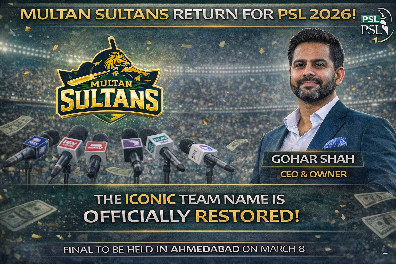 PSL 2026: Multan Sultans Name Officially Reconfirmed