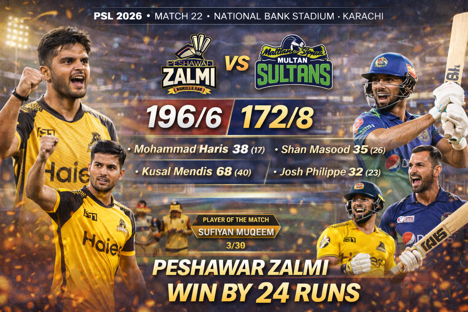 Peshawar Zalmi vs Multan Sultans PSL 2026 match highlights