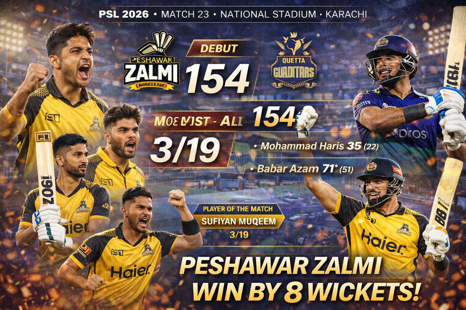 Babar Azam unbeaten 71 vs Quetta Gladiators PSL 2026