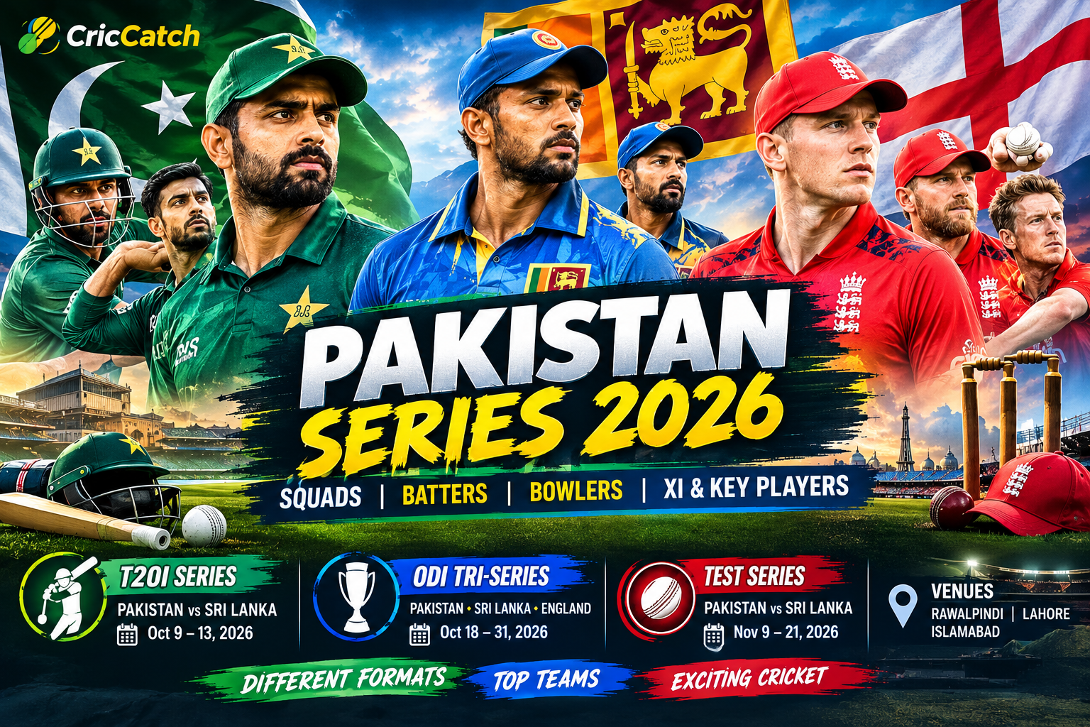 Pakistan Series 2026 squads featuring Pakistan, Sri Lanka and England players